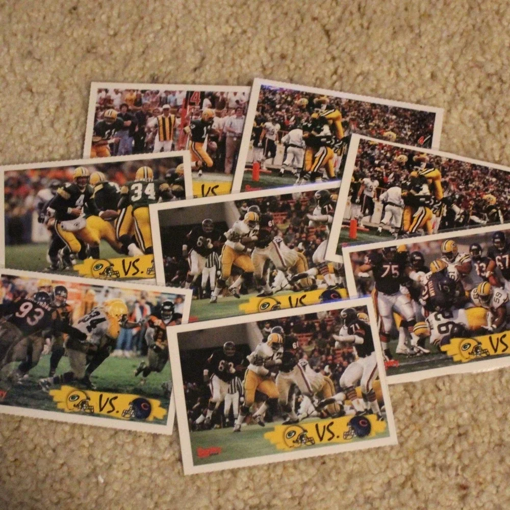 Sentry Green Bay Packers vs Chicago Bears Football Cards Lot 8 Vintage NFL Rare